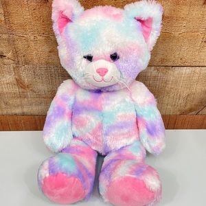 Build a Bear Pastel Tye Dye Cat 16 inch plush toy stuffed animal